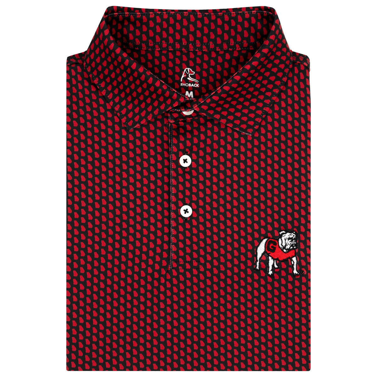 RHOBACK GAMEDAY - UNIVERSITY OF GEORGIA - POLOS BLACK/ROAR RED / S THE GEORGIA HOME STATE
