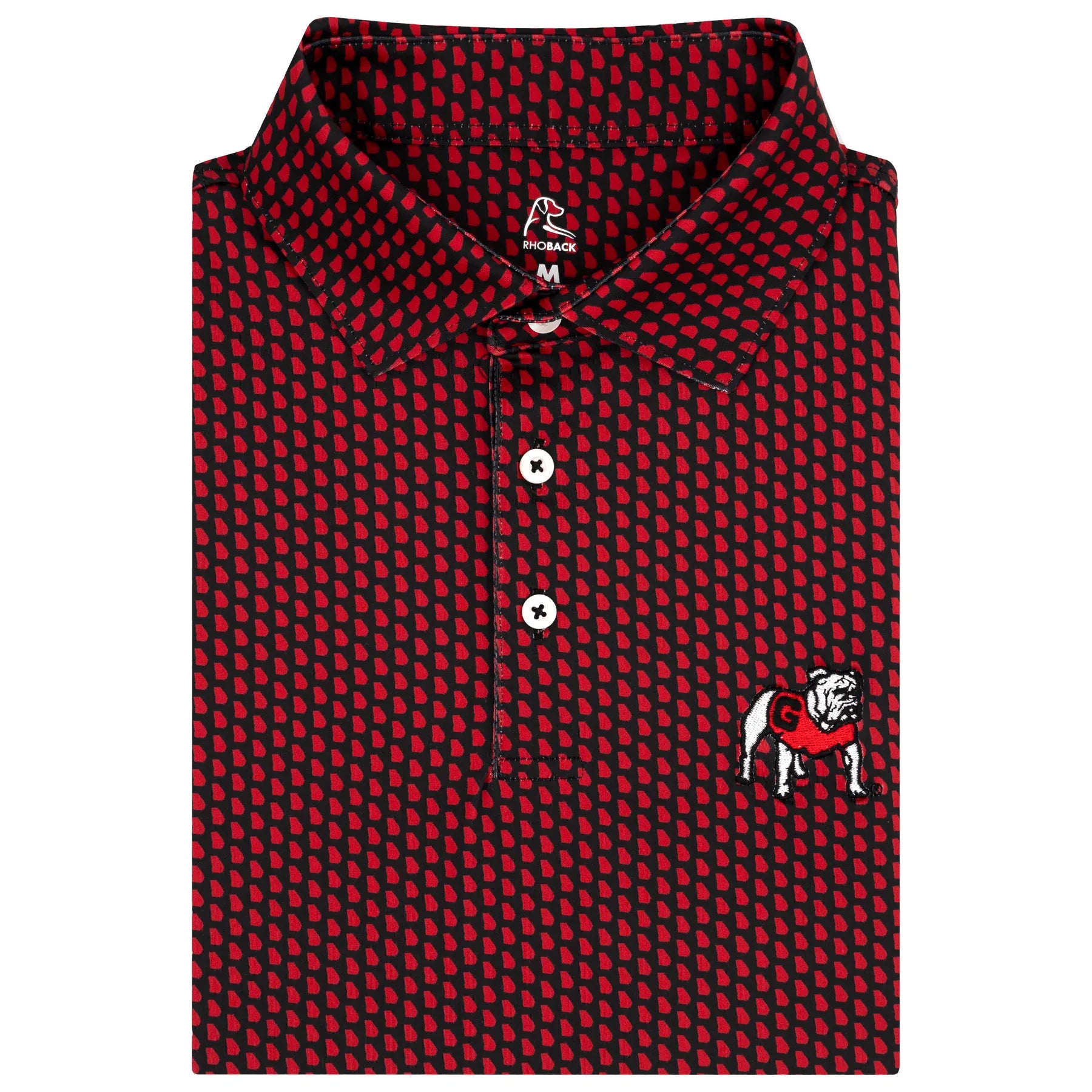 RHOBACK GAMEDAY - UNIVERSITY OF GEORGIA - POLOS BLACK/ROAR RED / S THE GEORGIA HOME STATE