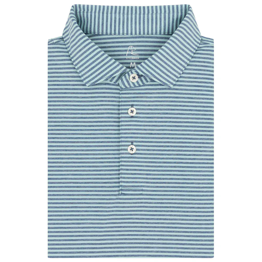 RHOBACK SHIRTS - POLO COASTAL BLUE/ANTIGUA GREEN / S THE BARTS HEATHER STRIPE