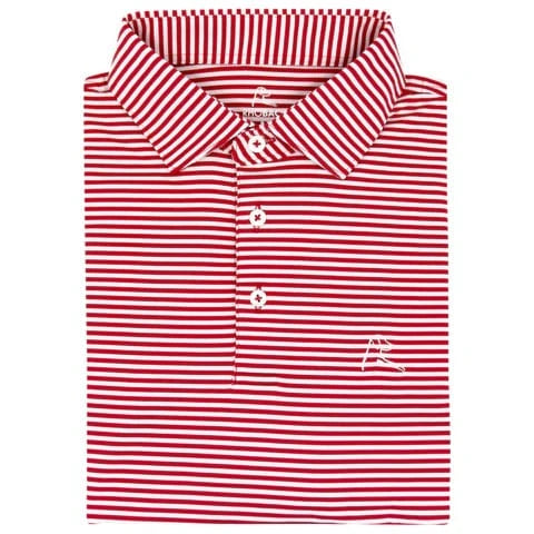 RHOBACK SHIRTS - POLO RED/WHITE / M THE BIRDIE STRIPE POLO