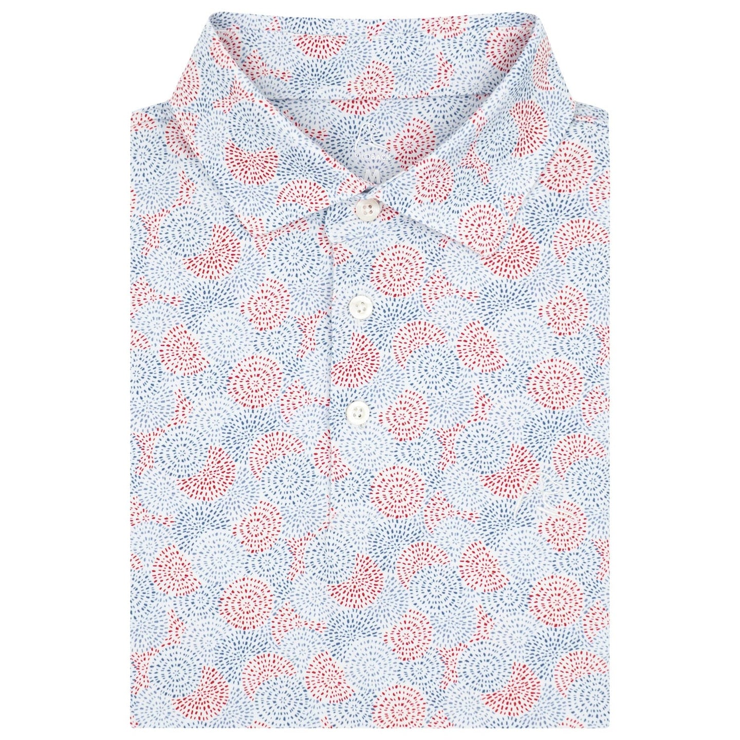 RHOBACK SHIRTS - POLO WHITE/CALCOS BLUE / S THE BURST