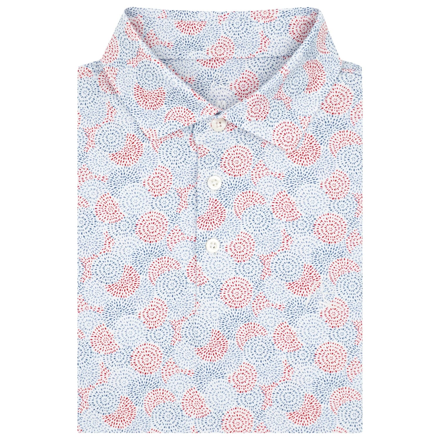 RHOBACK SHIRTS - POLO WHITE/CALCOS BLUE / S THE BURST
