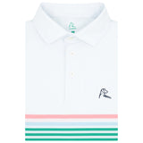 RHOBACK SHIRTS - POLO WHITE/LILY PAD GREEN/DOGWOOD PINK / S THE STORM STRIPE