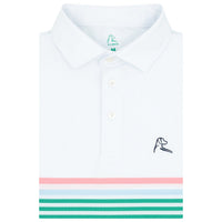RHOBACK SHIRTS - POLO WHITE/LILY PAD GREEN/DOGWOOD PINK / S THE STORM STRIPE