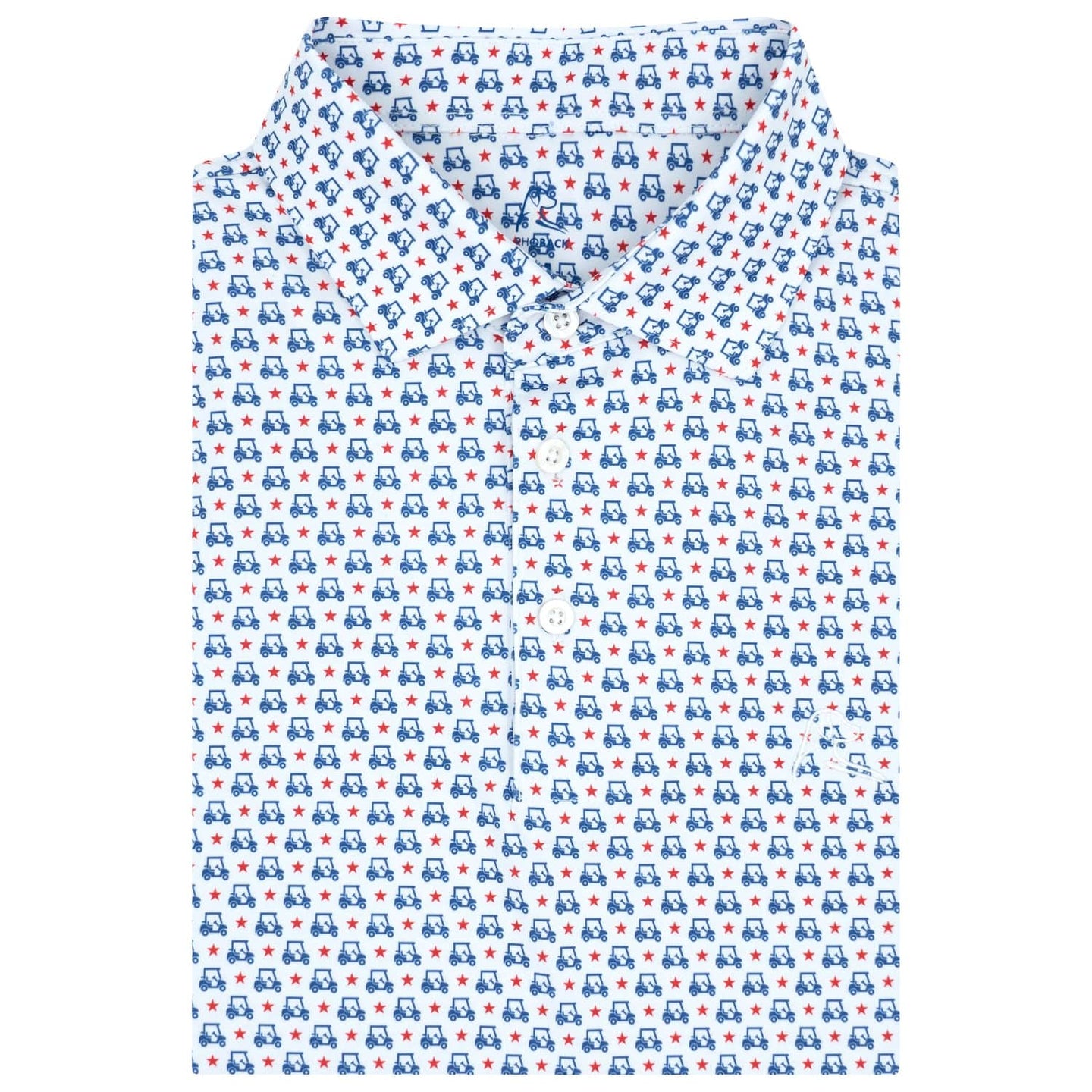 RHOBACK SHIRTS - POLO WHITE/SHORTS STOP BLUE / S STARS AND CARTS