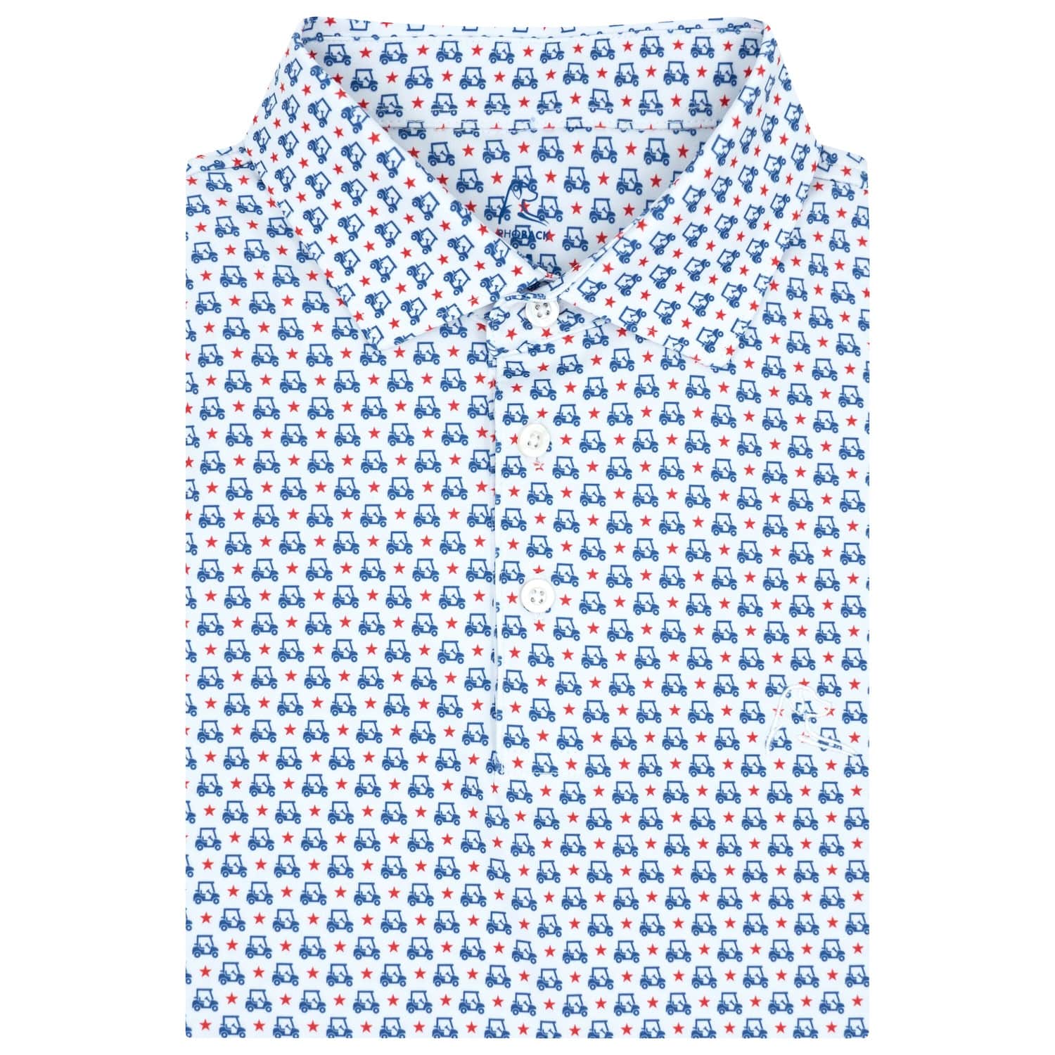 RHOBACK SHIRTS - POLO WHITE/SHORTS STOP BLUE / S STARS AND CARTS