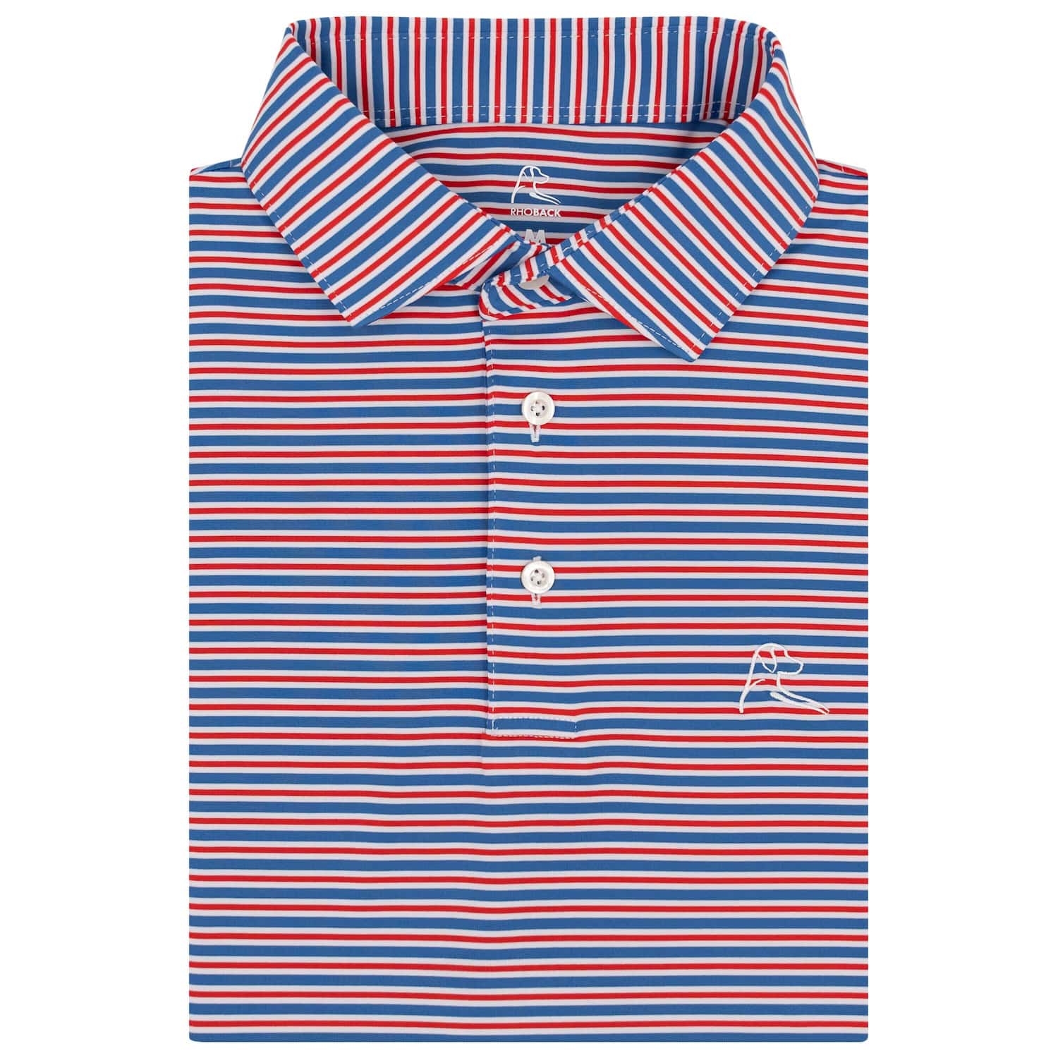 RHOBACK SHIRTS - POLO WHITE/SS BLUE/RED / S THE STEWARD STRIPE