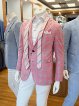 SARTORIO SPORT COAT PINK/GLENN / 46R GLENN PLAID