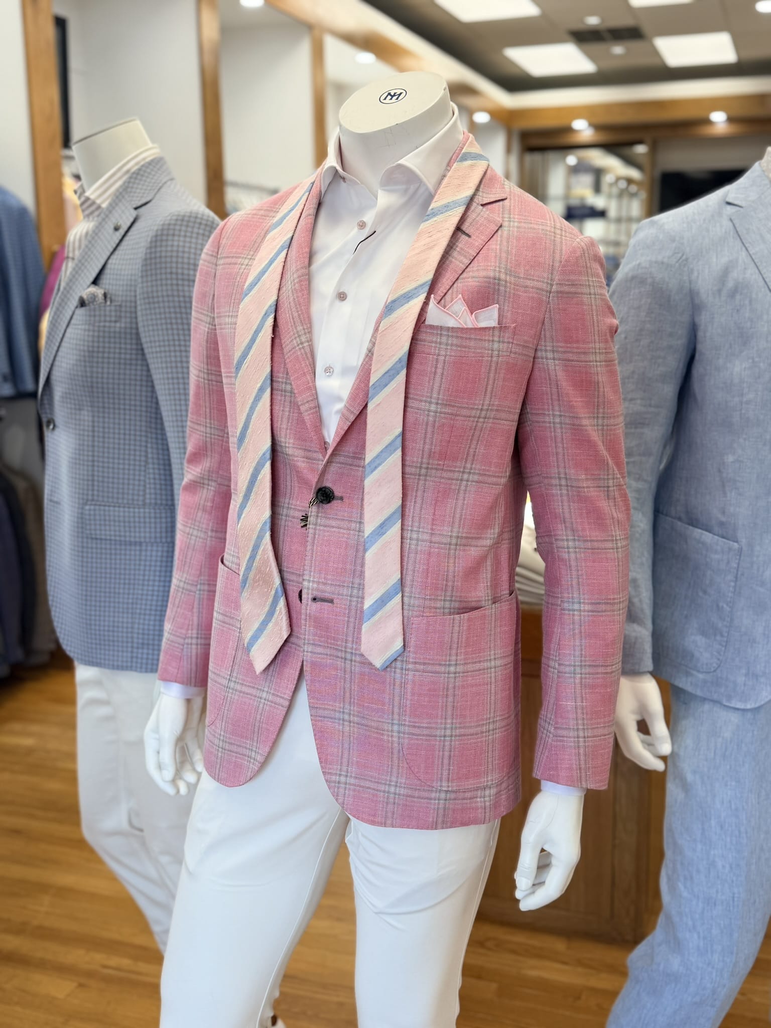 SARTORIO SPORT COAT PINK/GLENN / 46R GLENN PLAID