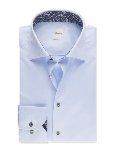 STENSTROMS SHIRTS - DRESS BLUE/GREY BUTTON / 15.5 STENSTROM F25 DRESS SHIRTS