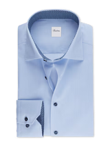STENSTROMS SHIRTS - DRESS BLUE/ NAVY BUTTON / 17.5 STENSTROM F25 DRESS SHIRTS