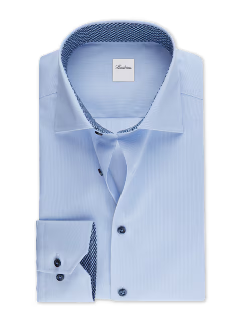 STENSTROMS SHIRTS - DRESS BLUE/ NAVY BUTTON / 17.5 STENSTROM F25 DRESS SHIRTS