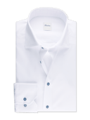 STENSTROMS SHIRTS - DRESS WHITE/ BLUE BUTTON / 15.5 STENSTROM F25 DRESS SHIRTS