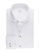 STENSTROMS SHIRTS - DRESS WHITE/ BROWN BUTTON / 17.5 STENSTROM F25 DRESS SHIRTS