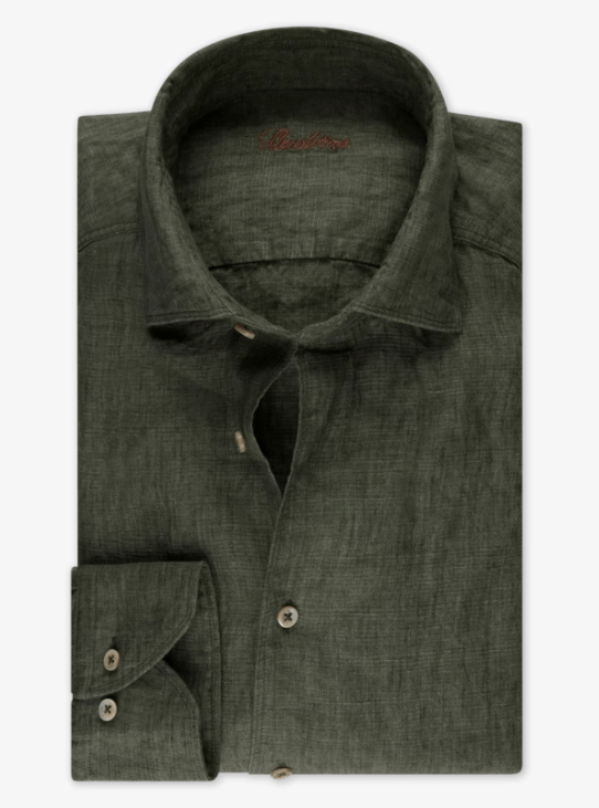 STENSTROMS SHIRTS - LS SPORT OLIVE / L STENSTROMS SP24 LINEN SPORT SHIRT
