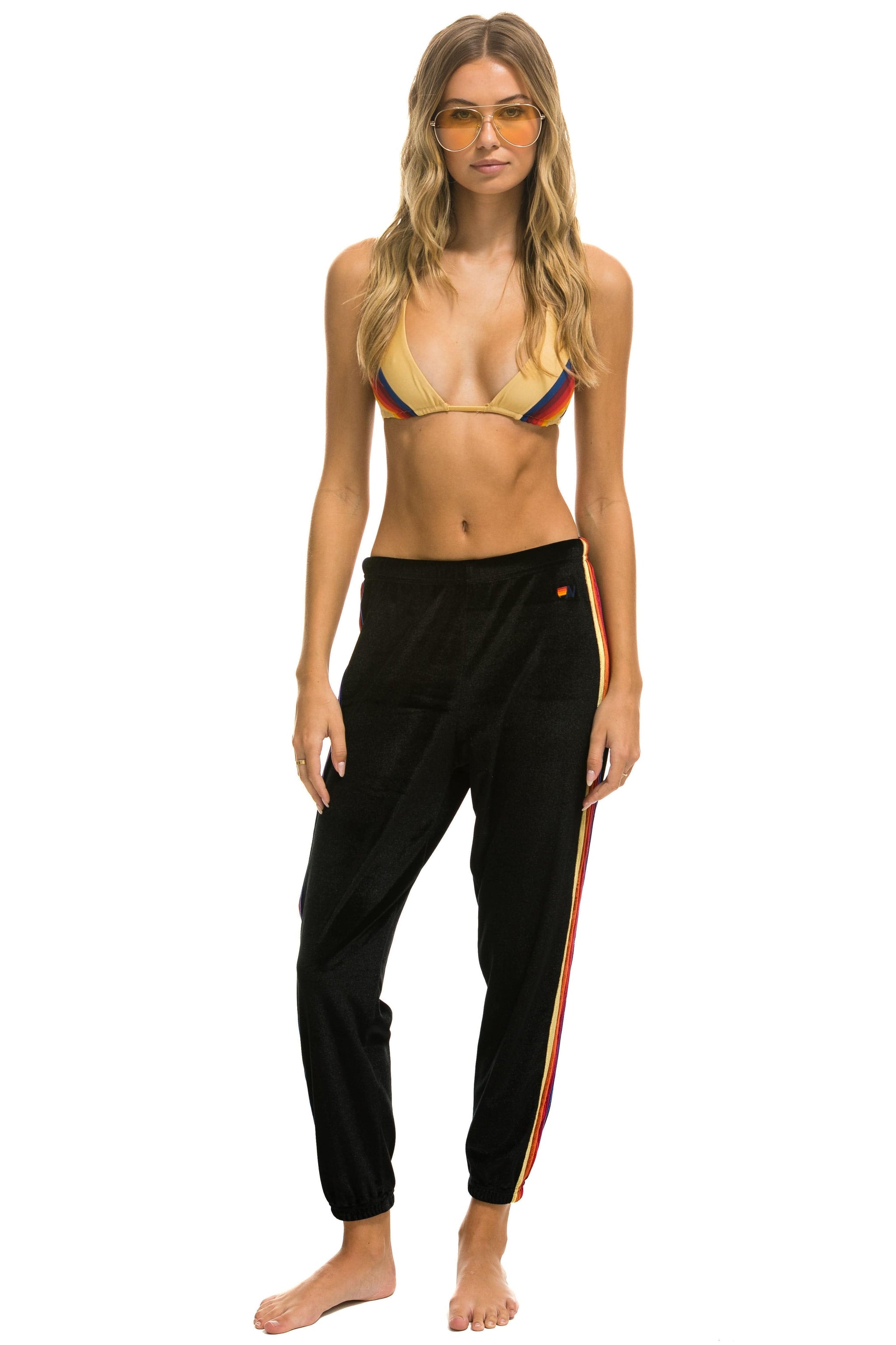 AVIATOR NATION WOMENS - ACTIVE WEAR - BOTTOMS - SWEATPANTS AVIATOR NATION CLASSIC VELVET SWEATPANTS