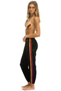 AVIATOR NATION WOMENS - ACTIVE WEAR - BOTTOMS - SWEATPANTS BLACK / XS AVIATOR NATION CLASSIC VELVET SWEATPANTS
