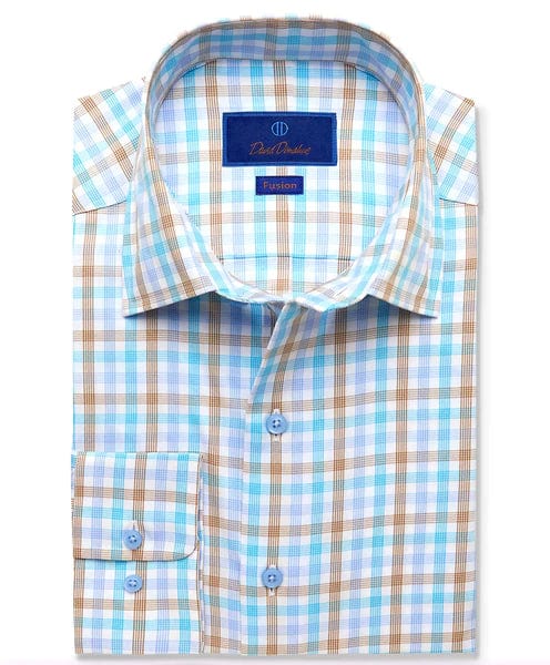 DAVID DONAHUE L/S SPORT GREEN/TAN / M DONAHUE SPORT SHIRT