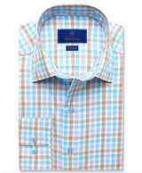 DAVID DONAHUE L/S SPORT GREEN/TAN / M DONAHUE SPORT SHIRT