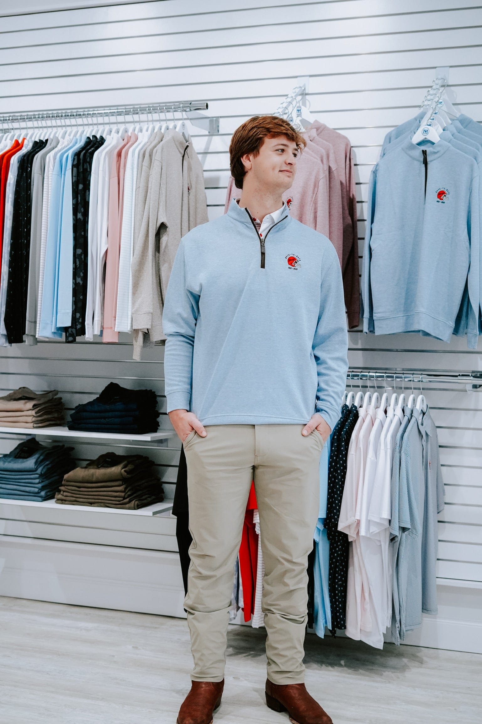 HORN LEGEND GAMEDAY - UNIVERSITY OF GEORGIA - 14 ZIPS DAWGS BACK-TO-BACK LUXURY SUEDE 1/4 ZIP