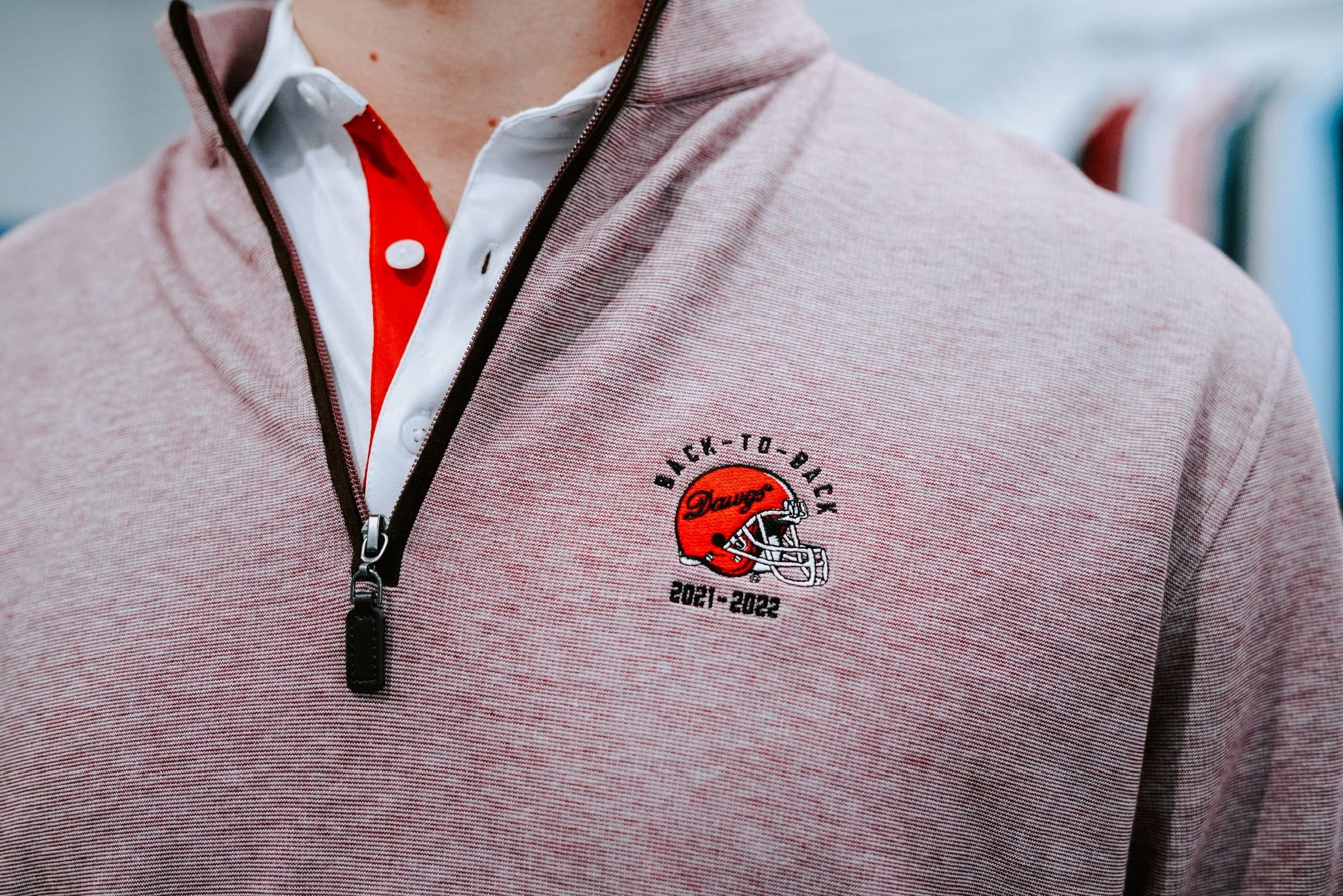 HORN LEGEND GAMEDAY - UNIVERSITY OF GEORGIA - 14 ZIPS DAWGS BACK-TO-BACK LUXURY SUEDE 1/4 ZIP