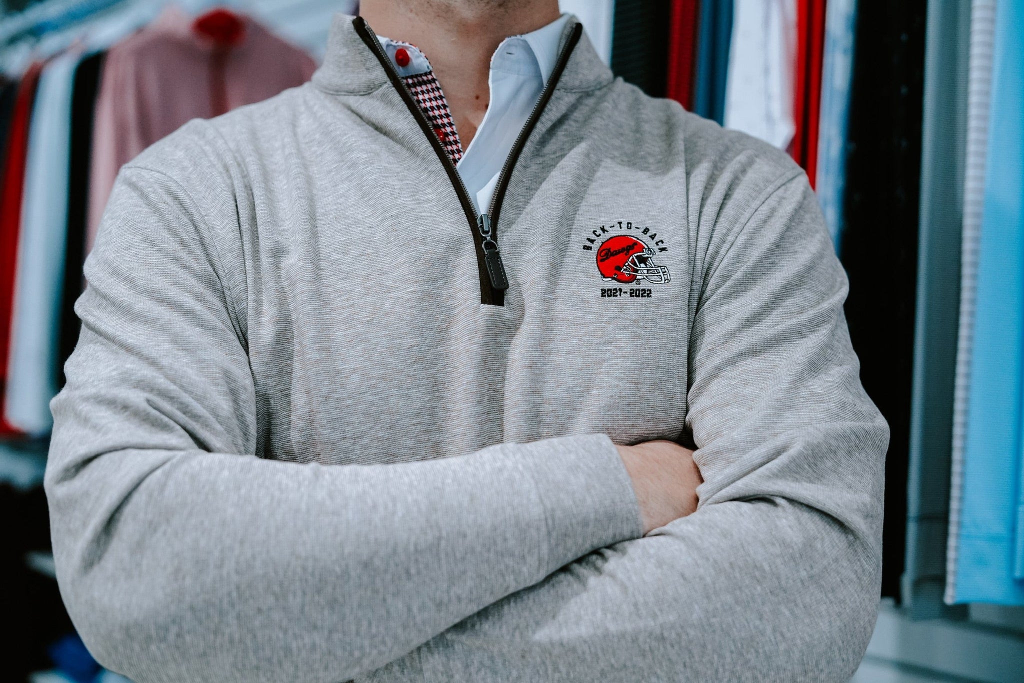 HORN LEGEND GAMEDAY - UNIVERSITY OF GEORGIA - 14 ZIPS DAWGS BACK-TO-BACK LUXURY SUEDE 1/4 ZIP