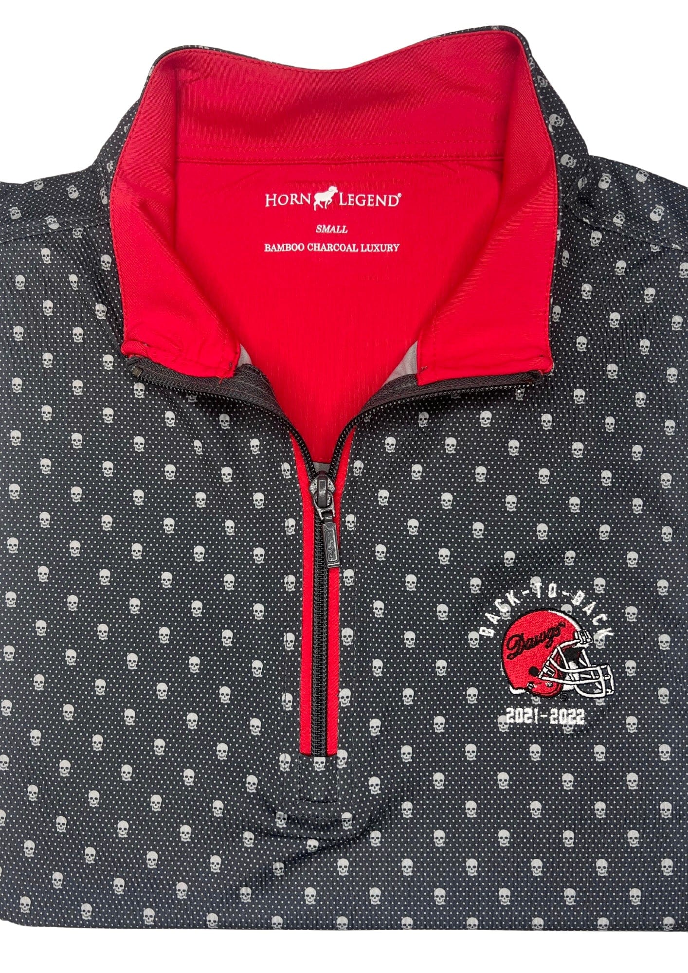 HORN LEGEND GAMEDAY - UNIVERSITY OF GEORGIA - BACK-TO-BACK - 14 ZIP CHARCOAL/GREY / S DAWGS BACK-TO-BACK SKULL & DOT 1/4 ZIP