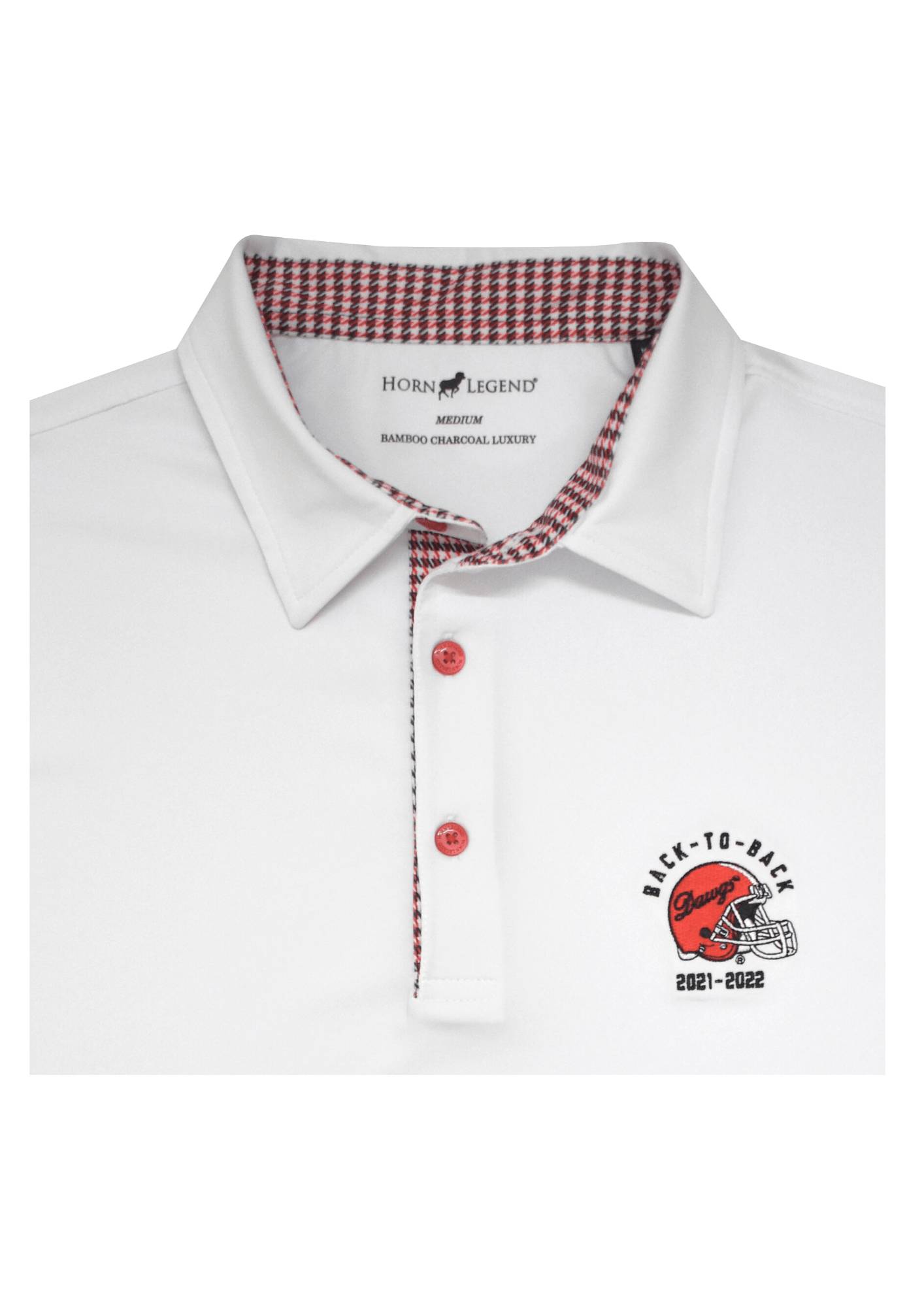 HORN LEGEND GAMEDAY - UNIVERSITY OF GEORGIA - BACK-TO-BACK - POLO WHITE / M DAWGS BACK-TO-BACK HOUNDSTOOTH TRIM POLO