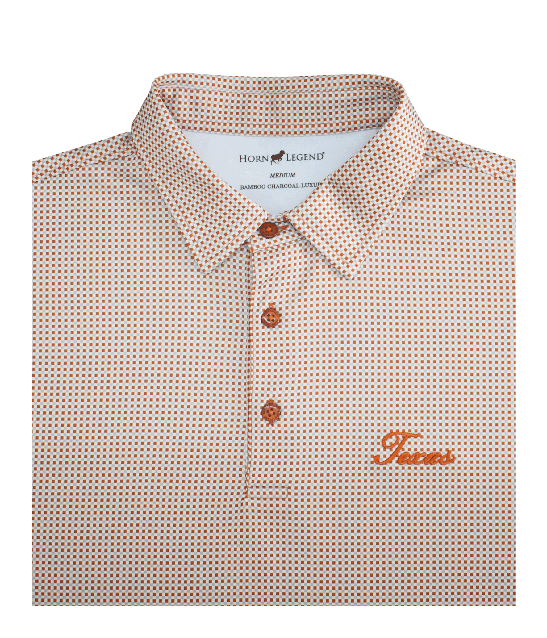 HORN LEGEND POLOS BURNT ORANGE / S TEXAS CHECK POLO