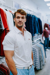 HORN LEGEND POLOS TIDE SOLID HOUNDSTOOTH TRIM POLO