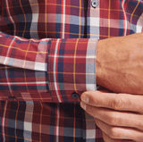 MIZZEN MAIN SHIRTS - LS SPORT LEEWARD LARGE BURGUNDY PLAID