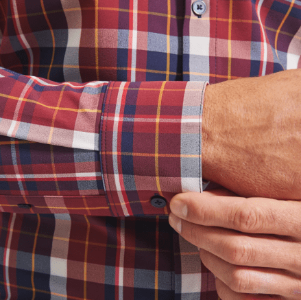 MIZZEN MAIN SHIRTS - LS SPORT LEEWARD LARGE BURGUNDY PLAID