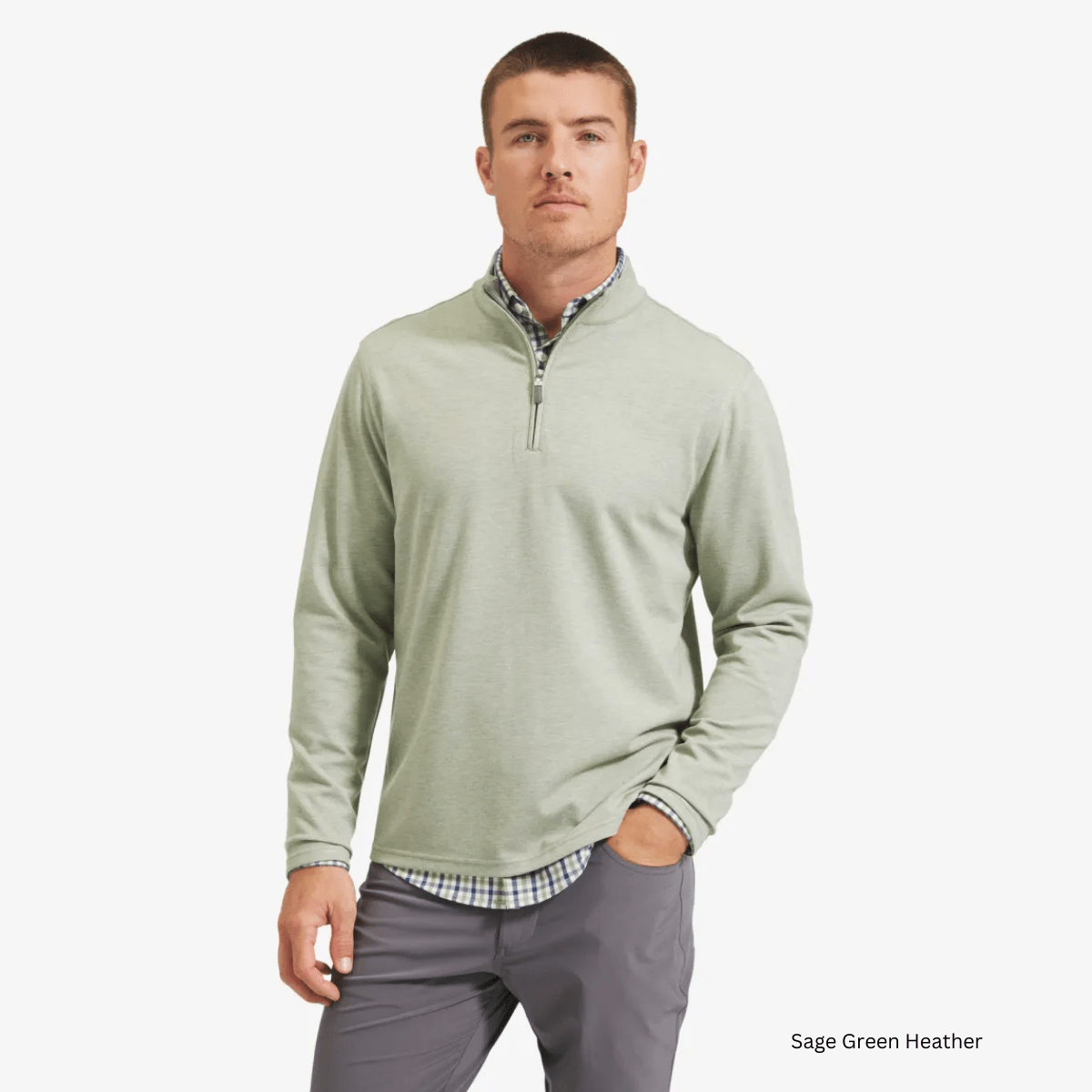 MIZZEN MAIN SWEATERS SAGE GREEN / S PROFLEX 1/4 ZIP