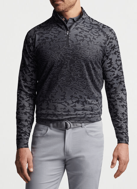 PETER MILLAR OUTERWEAR - 14 ZIP PERTH RAGLAN CAMO PERFORMANCE 1/4 ZIP
