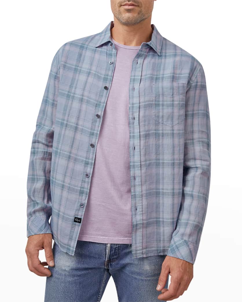 RAILS CERULEAN / M Men's Havana Plaid Denim Sport Shirt