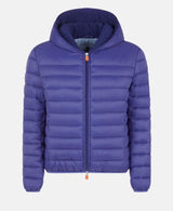 SAVE THE DUCK JACKET AURA BLUE / L Women's GWEN Faux Sheepskin Hooded Jacket