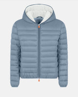 SAVE THE DUCK JACKET TEMPEST BLUE / M Women's GWEN Faux Sheepskin Hooded Jacket