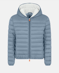 SAVE THE DUCK JACKET TEMPEST BLUE / M Women's GWEN Faux Sheepskin Hooded Jacket