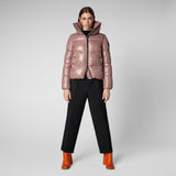SAVE THE DUCK WOMENS - OUTERWEAR - JACKET WITHERED ROSE / XS ISLA PUFFER JACKET WITH TALL STANDING COLLAR