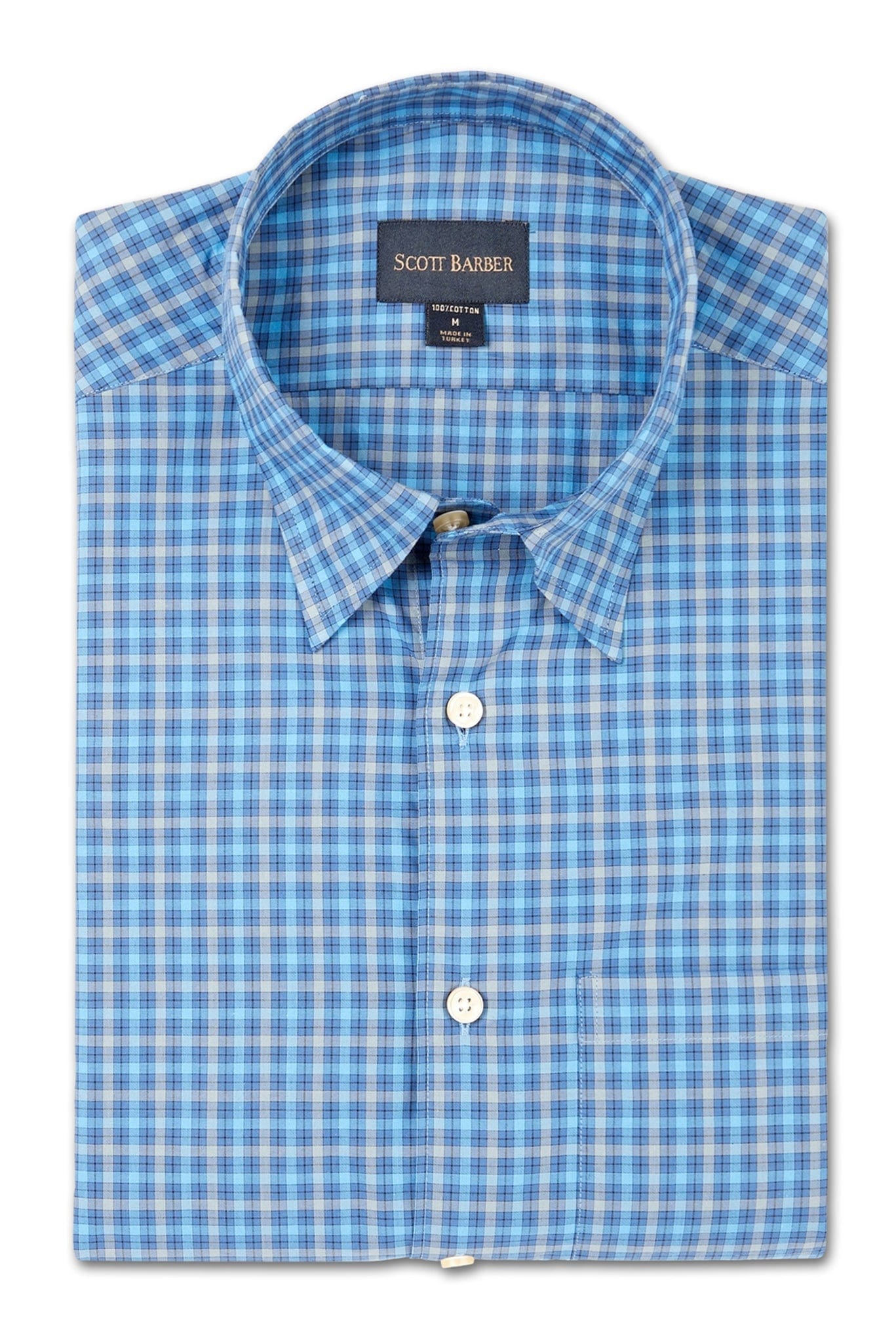 SCOTT BARBER SHIRTS - LS SPORT AQUA-AQUA / M SCOTT BARBER SPORT SHIRTS