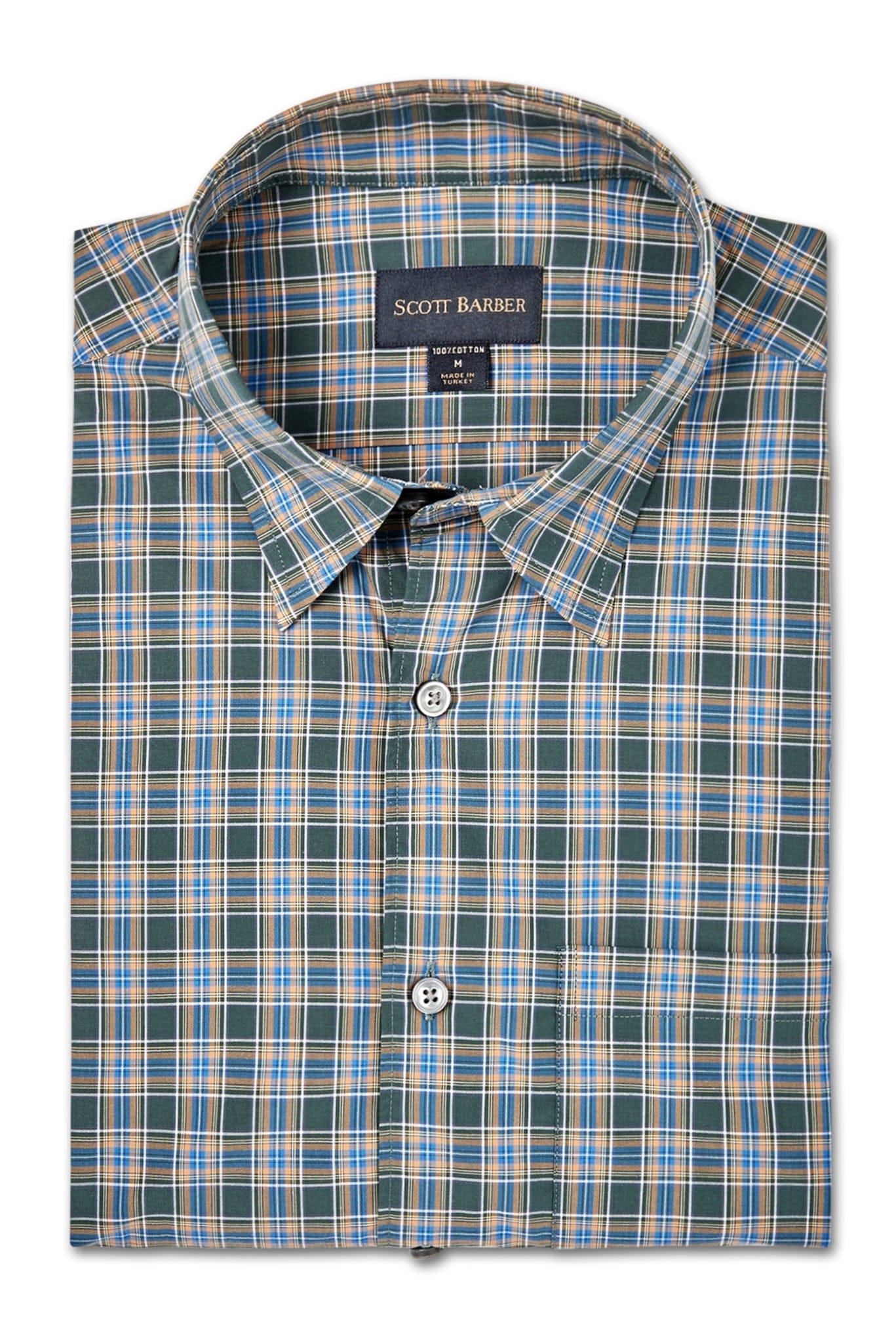 SCOTT BARBER SHIRTS - LS SPORT BLUE-ORANGE / M SCOTT BARBER SPORT SHIRTS