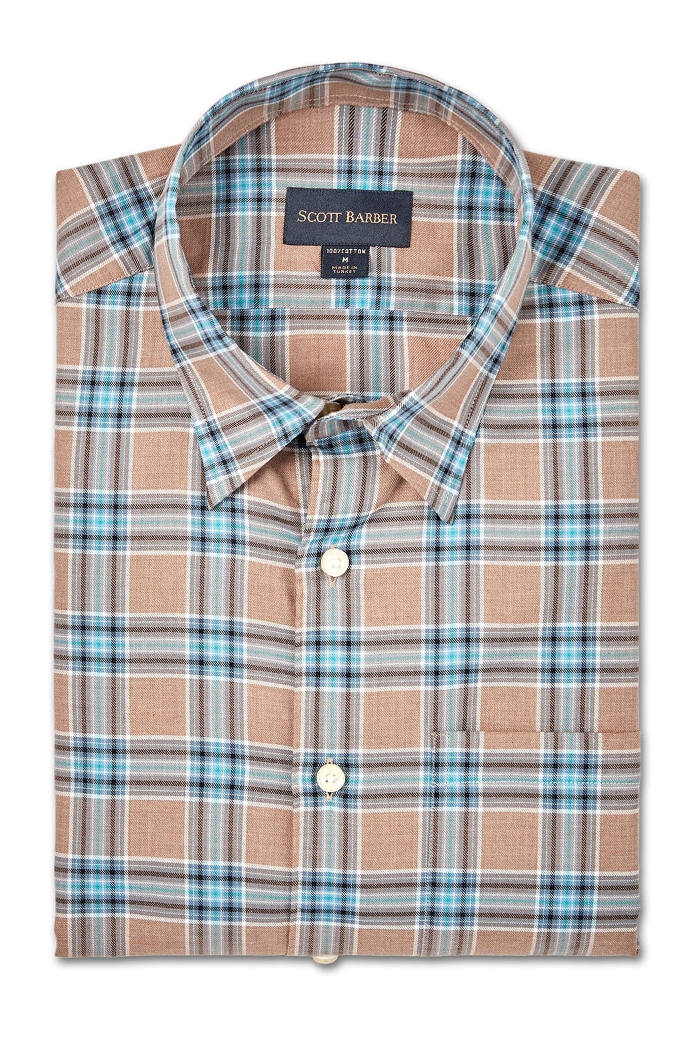 SCOTT BARBER SHIRTS - LS SPORT TEAL-TEAL / M SCOTT BARBER SPORT SHIRTS